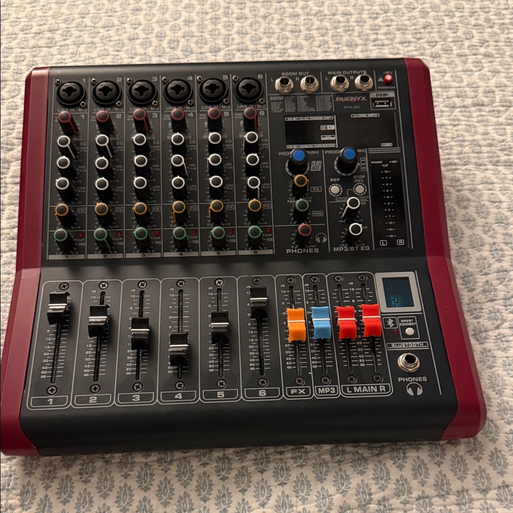Phenix Audio Mixer Console - Red and Black